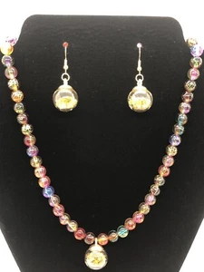 Acrylic Beads Mix Double Color 8mm Size Necklace Earrings Set. - Picture 1 of 2