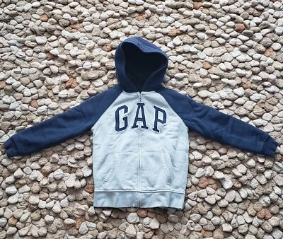 GAP KIDS Blue/Gray Full-Zip Hoodie Sherpa Fleece Lined Kids Size M (8-9) - Image 1 of 4