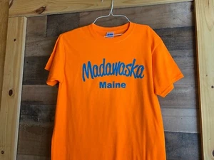 Madawaska Maine T-Shirt Youth Large Boys Girls Orange Blue City State Tee Kids - Picture 1 of 6