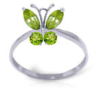 Brand New 0.6 CTW 14K Solid White Gold Butterfly Ring Natural Peridot