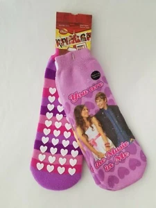Girls Disney High School Musical 3 Pink You are the Music 2 pair Slipper Socks - Picture 1 of 6