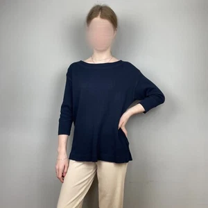Toast Damenpullover marineblau Waffelmuster Baumwolle 3/4 Ärmel – Größe 12UK/8US - Bild 1 von 7