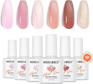 Smalto Semipermanente Unghie Rosa Nude Glitter 6 Colori Hema-Free Gel Smalto UV - Foto 1 di 12