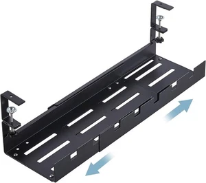 Clamp Mount Expandable Under Desk Cable Management Tray Organizer Max Load 22lbs - Picture 1 of 3