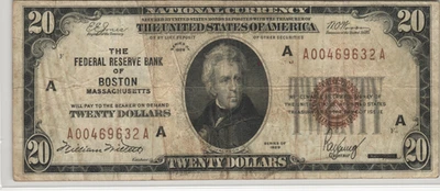 Fr.1870-A 1929 Boston $20 Federal Reserve Bank Note Fine - Image 1 of 2
