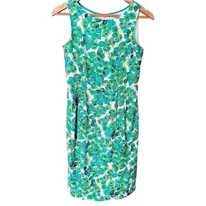 Boden Silk Blend Abigail Dress Women's 4R Sheath Blue Green Floral Multicolor - Picture 1 of 6
