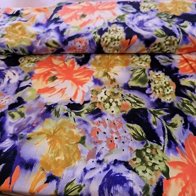 Jersey Poli Rayón Tejido Estampado Salpicaduras Púrpura Floral Por Yarda Foto 1 de 2