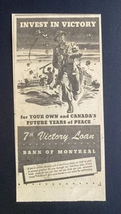 WWII World War Ad Canada Canadian 1944 patriotic Army soldiers bank Montreal - Picture 1 of 1