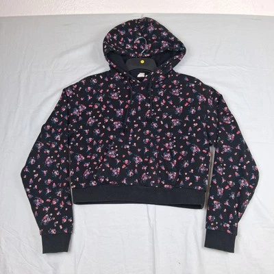 Vans Sudadera con Capucha Recortada Mujer Pequeña Con Capucha Patín Flores Floral Negra  Foto 1 de 4