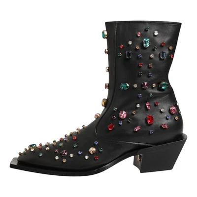 DOLCE & GABBANA Zapatos Negro Cristal Embellecido Botas Cortas EU46 / US13 2930usd Foto 1 de 4