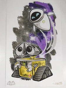 Wall-E Disney Art of Knob Print Wall•E and Eve 17" x 11" - Picture 1 of 4