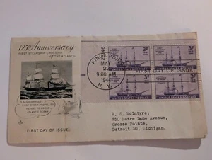 Vintage FDC First Day Cover 125th First Trans Atlantic Steam Ship Savannah 1944 - Picture 1 of 2