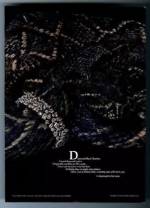 1970 Diamondback Klapperschlange Foto De Beers Diamant Schmuck Armband Druckanzeige - Bild 1 von 1
