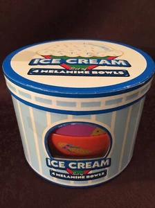 Melamine Ice Cream Bowls Set of 4 Birthday Party And Summertime Fun - Picture 1 of 12