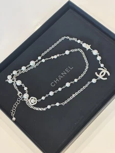 Chanel Pearl Rhinestone Flower/Star Long Necklace - Picture 1 of 9