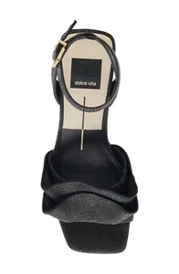 New Dolce Vita Cheer Women's Heels Sandals Black Raffia Size 9.5 Ankle Strap - Picture 1 of 6