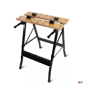 Foldable Work Bench Mobile Sawhorse Garage Trestle Wood Cutting Anti-slip Table - Picture 1 of 10