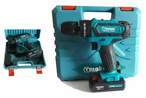 Trapano Avvitatore Con 2 Batteria Litio a Percussione 26V + Valigia Da Lavoro - Foto 1 di 3