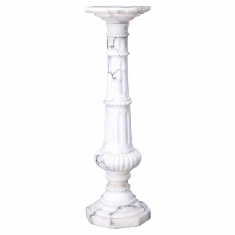 Antique Neoclassical Carved Marble Column Sculpture Display Pedestal, circa 1890 Cover