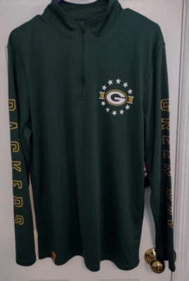 Green Bay Packers NFL команды одежда 1/4 молнии пуловер мужской средний длинным рукавом - новый с Ярлыками - Изображение 1 из 4