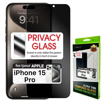 Privacy Tempered Glass Screen Protector Compatible for Apple iPhone 15 Pro - Image 1 of 4