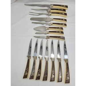 VTG Set of 15 Cutlery Set Gold Floral Stainless Steel Regent Sheffield England - Picture 1 of 5