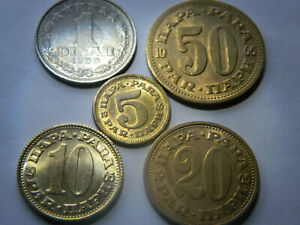 1965 1 Dinar, 50, 20, 10, 5 Para - Yugoslavia - (KM47/KM46/KM45/KM44/KM42) 