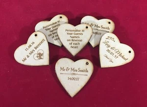 Bomboniere Gift Tags Engraved Hearts Wedding Favours (Qty 25) - Picture 1 of 3
