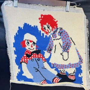 Vintage Raggedy Ann and Andy Completed Cross Stitch 13418 Helping Hand - Picture 1 of 3