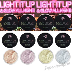 W7 Loose Powder Shimmer Highlighter Light It Up & Glow All Night Duo Chrome - Picture 1 of 5