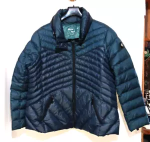 Bernardo Women's Size 2XL Blue w Dark Teal Full Zip Up Puffed Down Jacket - Picture 1 of 4
