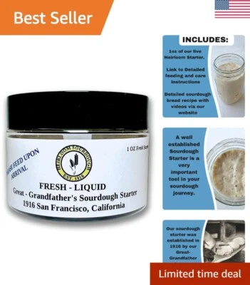 Auténtico iniciador de masa madre familiar - reliquia líquida Sofía de 4 oz con instrucciones Foto 1 de 4