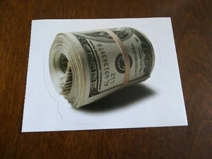 $100 money roll vinyl stickers!  Money cometh!  3.5 x 3.0 - Picture 1 of 1