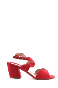 Sandalias de gamuza con correa festoneada Chloé Lauren/rojas - Imagen 1 de 4