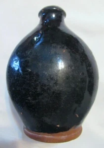 Albany Glaze Southeastern PA New Jersey NJ Flattened Ovoid Redware Flask 5½ Inch - Picture 1 of 10