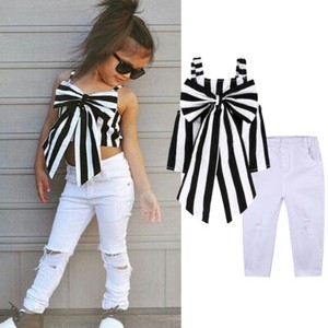 Toddler Baby Girls Pants Outfits Summer T-shirt Tops Trousers Clothes Set