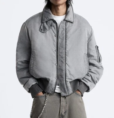 ZARA GRAY BOMBER JACKET Limited Edition Available size Medium - Image 1 of 4