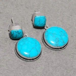 Santa Rosa Turquoise Gemstone Handmade Chandelier Earrings Jewelry 1.6" SR 5337 - Picture 1 of 7