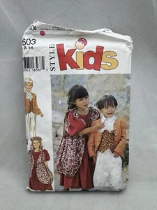 Style Kids 2603 Childs Size 3 4 5 6 7 8 Historical Costumes Dress Pants Pattern - Picture 1 of 4