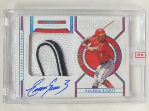 2021 NATIONAL TREASURES EUGENIO SUAREZ 1/1 HOLO PLATINUM PATCH AUTO COLOSSAL - Picture 1 of 2