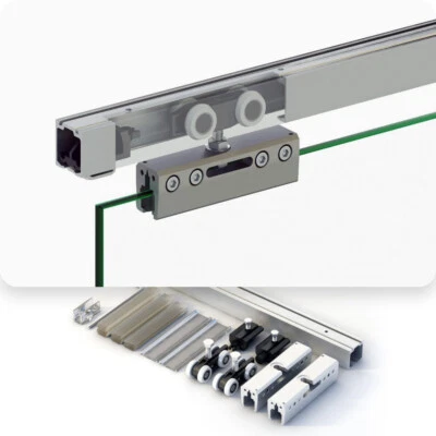 Schiebetürbeschlag für Glastüren, Laufschiene 180 cm, 1 Tür bis 100 kg - Bild 1 von 4