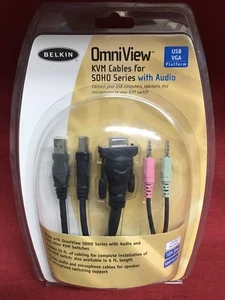 NEW Belkin OmniView 10ft KVM Cables w/Audio SOHO Series VGA 3.5mm F1D9101v10 - Picture 1 of 4