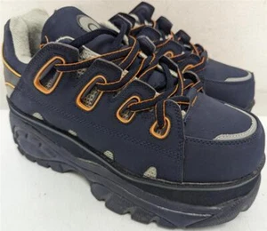 OSIRIS BUFFALO VINTAGE 90'S PLATFORM TRAINERS, BLUE/ORANGE, US9 EU44 JAP27, K521 - Picture 1 of 9