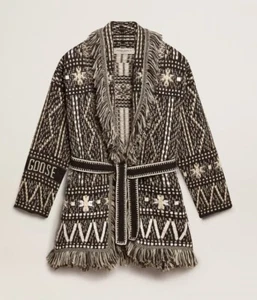 Golden Goose Journey Fair Isle Wool Alpaca Cardigan Dark Melange Grey Sz Large. - Picture 1 of 9