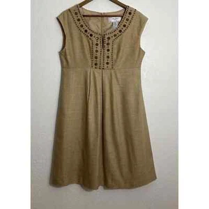 Willow Glenn Size 10 Brown Silk Blend Embellished Empire Dress Sleeveless - Picture 1 of 6