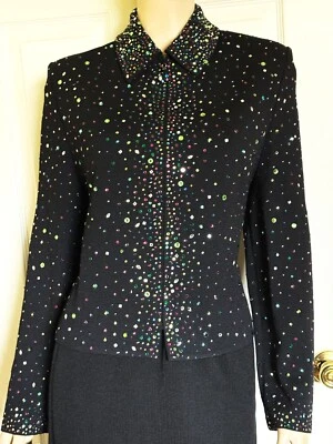 Preciosa Chaqueta St John Negra Santana Tejida Eva con Joyas Multicolores 12 Foto 1 de 4