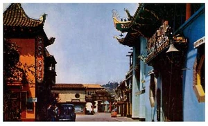 Postal Kodachrome cromada vintage de Chinatown Los Angeles California CA - Imagen 1 de 2