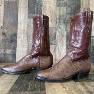 Stivali da cowboy Lucchese Classics D0997 vintage piuma liscia struzzo uomo 10,5 D - Foto 1 di 12
