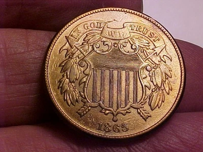 1865 Two Cent Piece; XF detail, cleaned/whizzed - Image 1 of 3