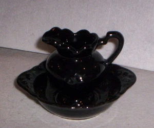 Vintage Camark Pottery Mini Black Pitcher & Bowl Set USA - Picture 1 of 1